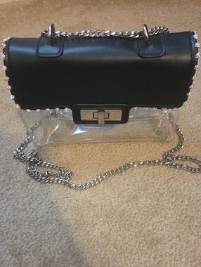 Black Clear Crossbody Bag with Chain Strap